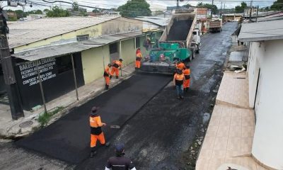 Prefeitura aplica 300 toneladas de massa em via do bairro Cidade Nova 