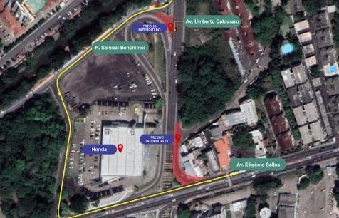 Alça de passagem subterrânea será interditada na madrugada de segunda, 22